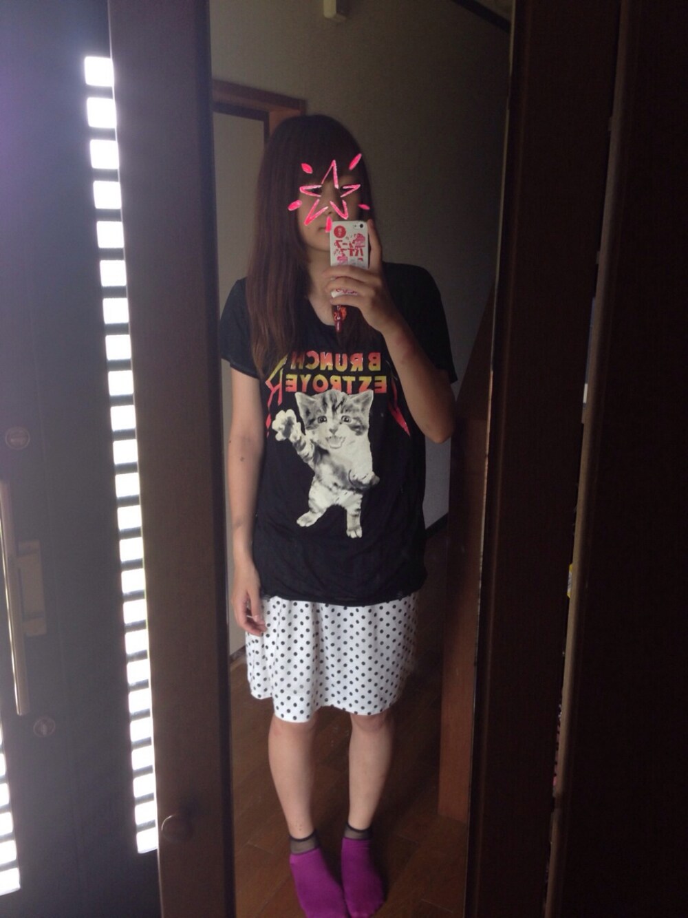 「tutuanna、American Eagle、古着」｜「American Eagleのアイテム（Tシャツ/カットソー、ブラック系）」を使った、mihoさん（レディース・165cm）の夏コーディネートの1枚目の写真