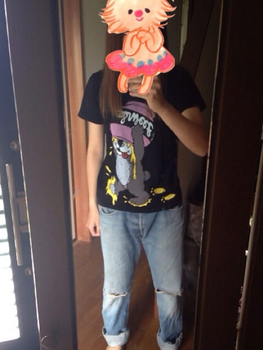 「RNA」｜「RNAのアイテム（Tシャツ/カットソー、ブラック系）」を使った、mihoさん（レディース・165cm）の秋コーディネートの1枚目の写真