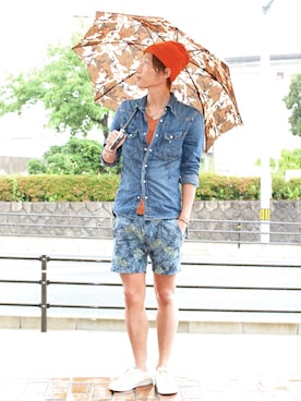 「KURO（クロ）のアイテム（Tシャツ/カットソー）」を使った、CHARGERさん（メンズ・172cm）の夏コーディネート