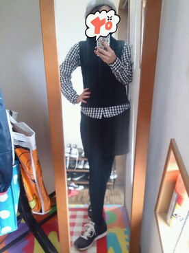「UNIQLO（ユニクロ）のアイテム（スカート、ブラック系）」を使った、Yumeyuaさん（レディース・164cm）の秋コーディネート