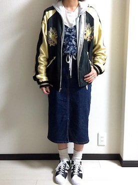 「東洋エンタープライズ（トーヨーエンタープライズ）のアイテム（ジャケット/アウター）」を使った、ori_さん（レディース・150cm）の春コーディネート