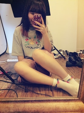 「no brand（ノーブランド）のアイテム（Tシャツ/カットソー、シルバー系）」を使った、sujung_bさん（レディース・154cm）の秋コーディネート