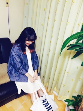 「usedのアイテム（デニムジャケット、ブルー系）」を使った、sujung_bさん（レディース・154cm）の秋コーディネート