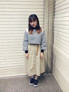 「VANS（バンズ）のアイテム（スニーカー、ブラック系）」を使った、sujung_bさん（レディース・154cm）の秋コーディネート