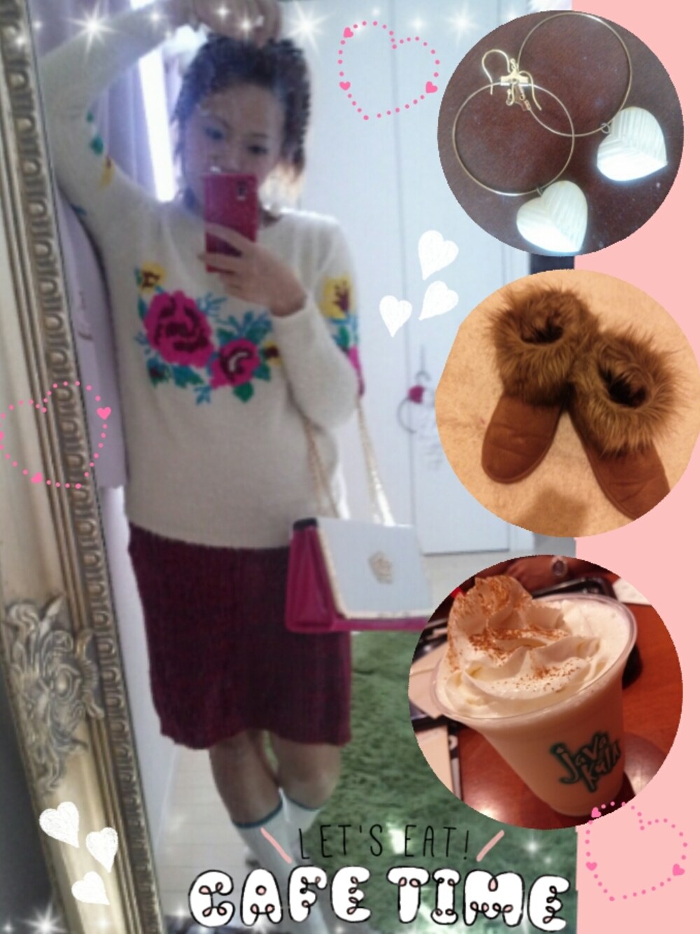 ブルー系のワンピース、ゴールド系のリングを着用したレディースの秋コーディネートの1枚目の写真