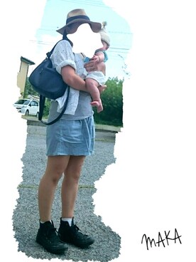 「DHOLIC（ディーホリック）のショートパンツ（その他パンツ、ブルー系）」を使った、makaさん（レディース・152cm）の夏コーディネート