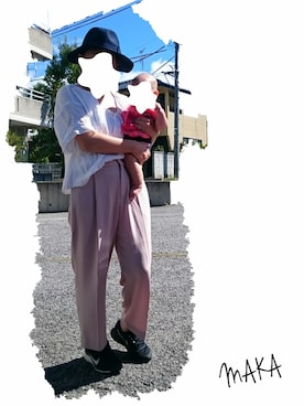 「アイテム（ハット、ブルー系）」を使った、makaさん（レディース・153cm）の秋コーディネート