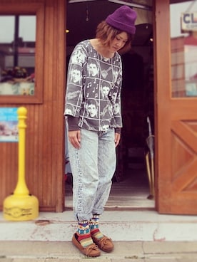 「Minnetonka（ミネトンカ）のアイテム（その他）」を使った、HamburgCafeさん（レディース・159cm）の春コーディネート