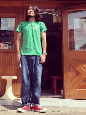 「HAMILTON（ハミルトン）のアイテム（腕時計）」を使った、HamburgCafeさん（メンズ・179cm）の夏コーディネート