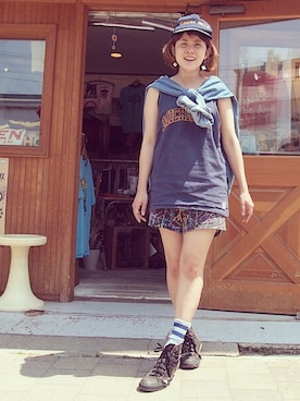 「足長効果」｜「アイテム（ファンデーション）」を使った、HamburgCafeさん（レディース・159cm）の夏コーディネート
