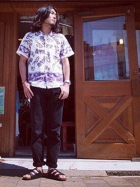 「HAMILTON（ハミルトン）のアイテム（腕時計）」を使った、HamburgCafeさん（メンズ・179cm）の夏コーディネート