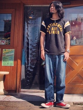 「HAMILTON（ハミルトン）のアイテム（腕時計）」を使った、HamburgCafeさん（メンズ・179cm）の夏コーディネート