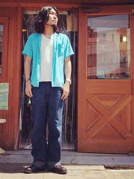 「HAMILTON（ハミルトン）のアイテム（腕時計）」を使った、HamburgCafeさん（メンズ・179cm）の夏コーディネート