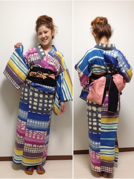 「サングラス」｜「アイテム（浴衣）」を使った、HamburgCafeさん（レディース・159cm）の夏コーディネート