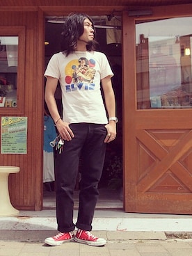 「HAMILTON（ハミルトン）のアイテム（腕時計）」を使った、HamburgCafeさん（メンズ・179cm）の夏コーディネート
