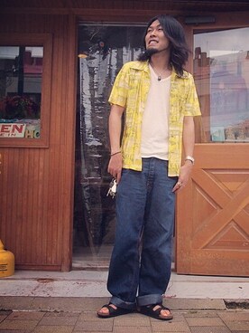 「HAMILTON（ハミルトン）のアイテム（腕時計）」を使った、HamburgCafeさん（メンズ・179cm）の夏コーディネート