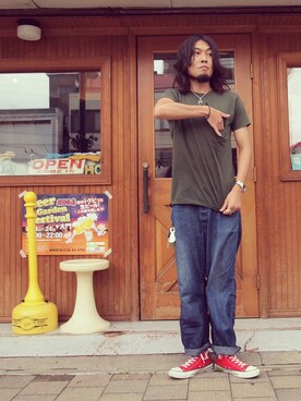 「HAMILTON（ハミルトン）のアイテム（腕時計）」を使った、HamburgCafeさん（メンズ・179cm）の夏コーディネート