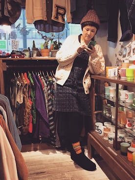 「フィッシャーマンニット」｜HamburgCafeさん（レディース・159cm）の冬コーディネート