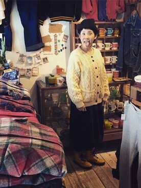 「フィッシャーマンニット」｜HamburgCafeさん（レディース・159cm）の冬コーディネート