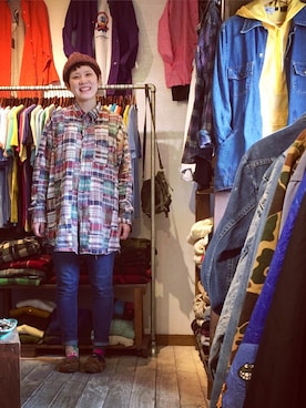 「アイテム（モカシン/デッキシューズ）」を使った、HamburgCafeさん（レディース・159cm）の春コーディネート