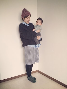 「アイテム（ニットキャップ/ビーニー、レッド系）」を使った、HamburgCafeさん（レディース・159cm）の秋コーディネート