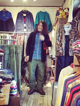 「アイテム（カーディガン/ボレロ）」を使った、HamburgCafeさん（メンズ・179cm）の秋コーディネート