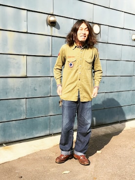 「RED WING（レッドウィング）のアイテム（その他シューズ）」を使った、HamburgCafeさん（メンズ・179cm）の秋コーディネート