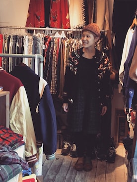 「アイテム（ワンピース/ドレス、グリーン系）」を使った、HamburgCafeさん（レディース・159cm）の冬コーディネート