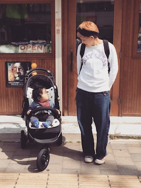 「アイテム（ママ＆ベビー）」を使った、HamburgCafeさん（レディース・159cm）の春コーディネート