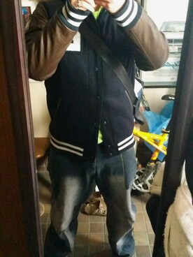 「BILLABONG（ビラボン）のアイテム（スタジャン）」を使った、Yukihisa Hiramiさん（メンズ・176cm）の冬コーディネート
