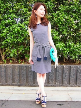 「DRWCYS（ドロシーズ）のアイテム（アクセサリー）」を使った、DRWCYS・PR 生駒典子さん（レディース・159cm）の夏コーディネート