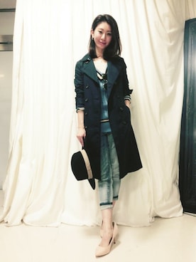 「DRWCYS（ドロシーズ）のアイテム（トレンチコート）」を使った、DRWCYS・PR 生駒典子さん（レディース・159cm）の冬コーディネート