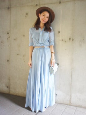 「DRWCYS（ドロシーズ）のアイテム（ハット）」を使った、DRWCYS・PR 生駒典子さん（レディース・159cm）の夏コーディネート