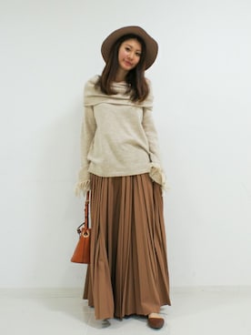 「プリーツ」｜DRWCYS・PR 生駒典子さん（レディース・159cm）の秋コーディネート