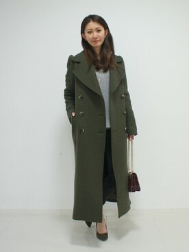 「DRWCYS（ドロシーズ）のアイテム（チェスターコート）」を使った、DRWCYS・PR 生駒典子さん（レディース・159cm）の冬コーディネート