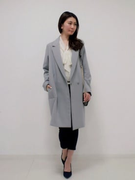 「DRWCYS（ドロシーズ）のアイテム（チェスターコート）」を使った、DRWCYS・PR 生駒典子さん（レディース・159cm）の冬コーディネート