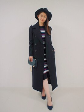 「DRWCYS（ドロシーズ）のアイテム（チェスターコート）」を使った、DRWCYS・PR 生駒典子さん（レディース・159cm）の冬コーディネート