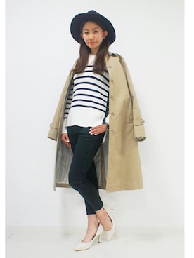「DRWCYS（ドロシーズ）のアイテム（ステンカラーコート）」を使った、DRWCYS・PR 生駒典子さん（レディース・159cm）の冬コーディネート