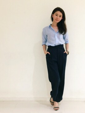 「DRWCYS（ドロシーズ）のアイテム（サンダル）」を使った、DRWCYS・PR 生駒典子さん（レディース・159cm）の夏コーディネート