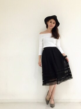 「DRWCYS（ドロシーズ）のアイテム（帽子）」を使った、DRWCYS・PR 生駒典子さん（レディース・159cm）の夏コーディネート