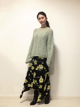「DRWCYS（ドロシーズ）のアイテム（ブーツ）」を使った、DRWCYS・PR 生駒典子さん（レディース・159cm）の冬コーディネート