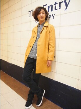 「FREAK'S STORE（フリークスストア）のギンガムチェックシャツ -2014SS BASIC-（シャツ/ブラウス、ブラック系）」を使った、Ippei Suzukiさん（メンズ・175cm）の春コーディネート