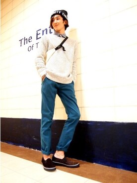 「FREAK'S STORE（フリークスストア）のギンガムチェックシャツ -2014SS BASIC-（シャツ/ブラウス、ブラック系）」を使った、Ippei Suzukiさん（メンズ・175cm）の春コーディネート