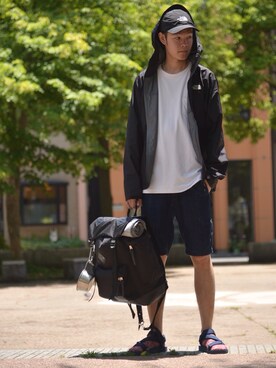 藤村 拓実さんの「MXP メンズ ファインドライクルーネックポケット付半袖シャツ」を使ったコーディネート