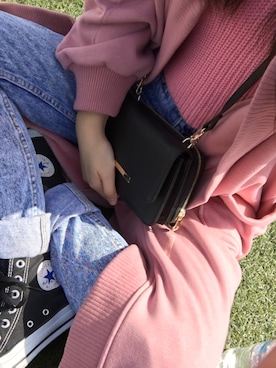 「SPINNS（スピンズ）のアイテム（トップス、ピンク系）」を使った、yunaさん（レディース・160cm）の冬コーディネート