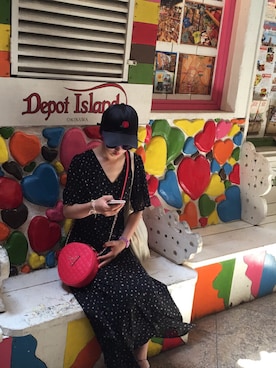 「jouetie（ジュエティ）のコバナガラワンピース（ワンピース/ドレス、ブラック系）」を使った、yunaさん（レディース・160cm）の夏コーディネート