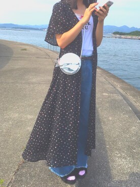 「BUBBLES（バブルス）のアイテム（トップス、ホワイト系）」を使った、yunaさん（レディース・160cm）の夏コーディネート