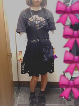 「jouetie（ジュエティ）のアイテム（ワンピース、ブラック系）」を使った、yunaさん（レディース・160cm）の秋コーディネート