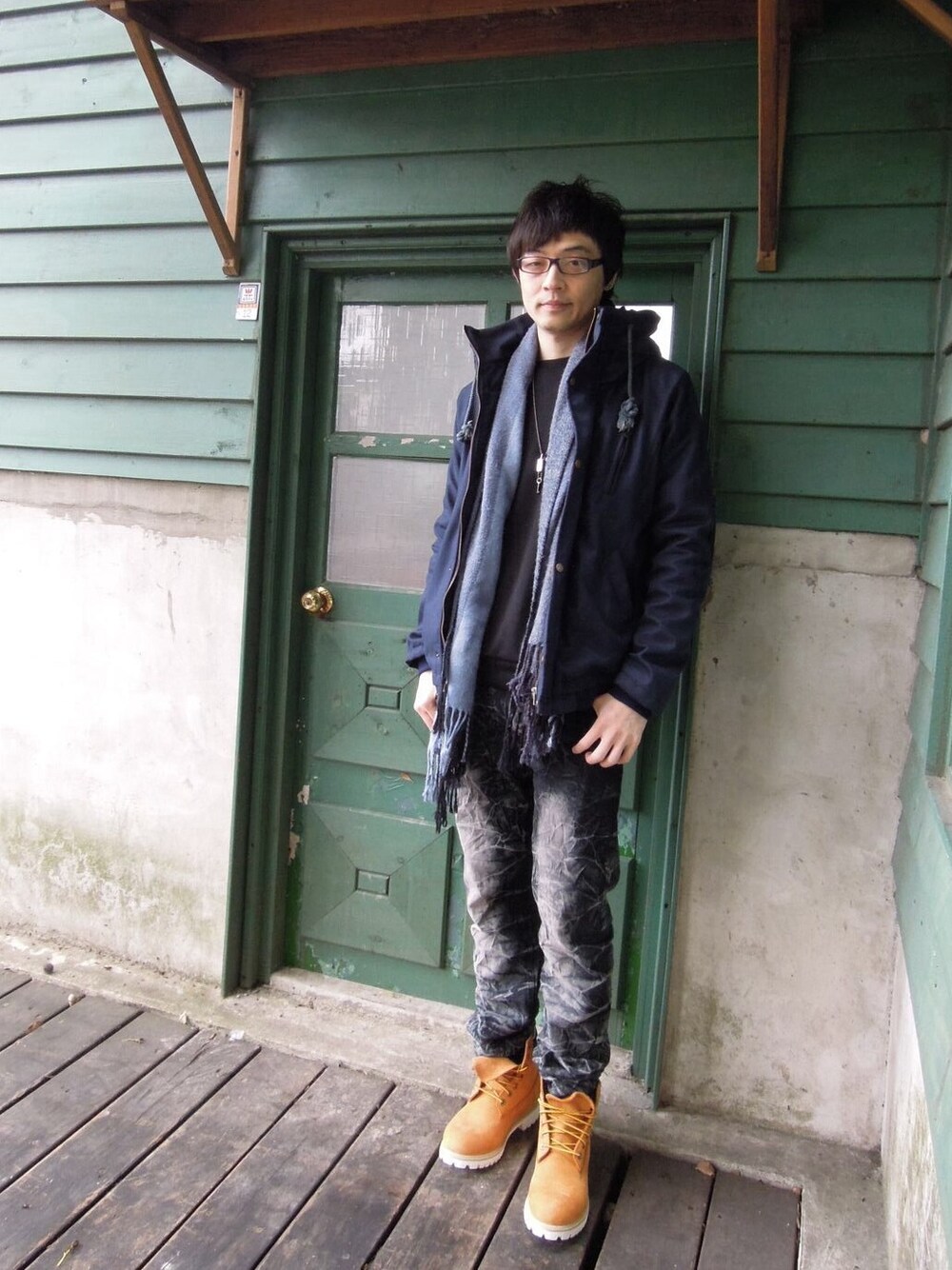 「Timberlandのアイテム（ブーツ、オレンジ系）」を使った、漸漸さん（メンズ・174cm）の夏コーディネートの1枚目の写真