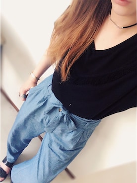 「MONKI（モンキ）のアイテム（サンダル）」を使った、みっちゃそさん（レディース・165cm）の夏コーディネート
